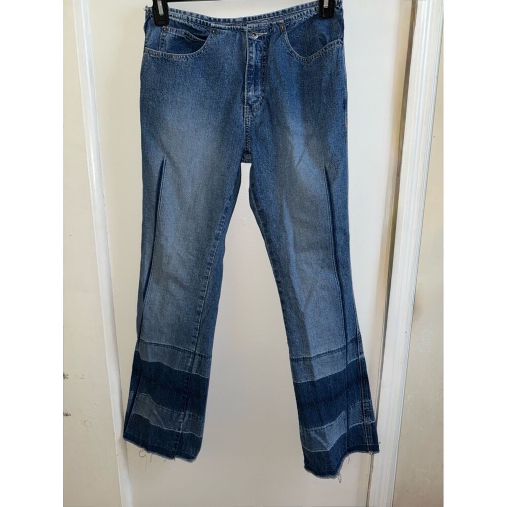 VTG Route 66 Low Rise Patchwork Hem Flare Jeans Sz 8